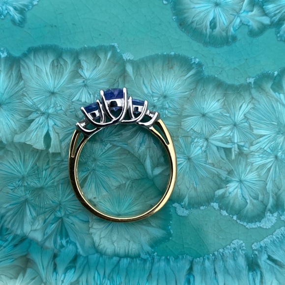 14K Yellow & White Gold Purple Stone (Tanzanite?) & Diamond Ring THL Approx 7 - Picture 5 of 16